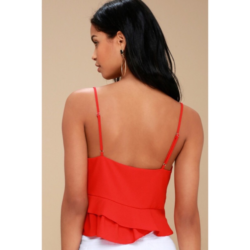 Bravado Red Ruffled Crop Top - Picture 2 of 4
